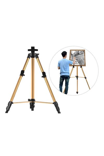 KidLe Adjustable Aluminium Tripod Stand Gold/Black