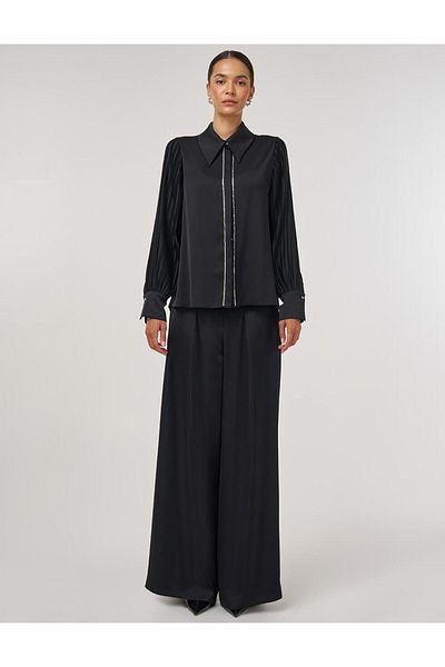 Kayra Pleated Stylish Tunic Black