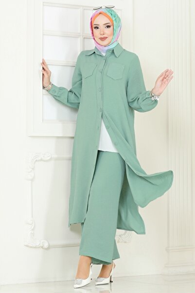 ModaMerve Cep Detaylı Aerobin Takım 388DVL817-MS Su Yeşili