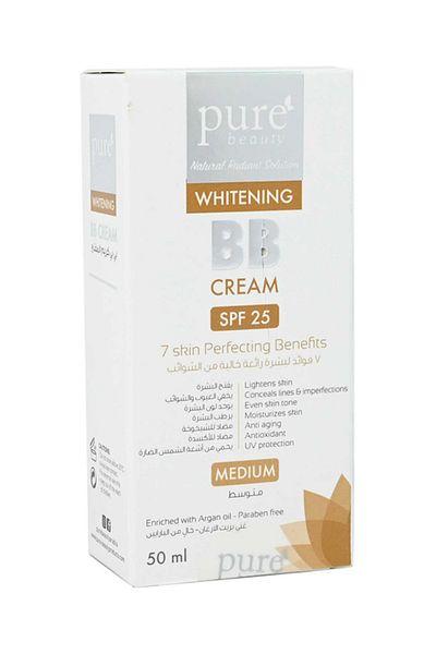 PURE BEAUTY كريم بي بي لتفتيح البشرة بعامل حماية من الشمس 25 متوسط - 50 مل