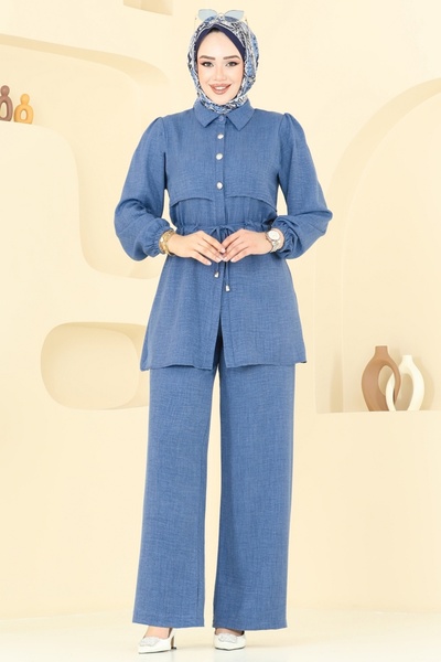 ModaMerve Beli Tünelli Sofia Takım 1015MP806-MS İndigo
