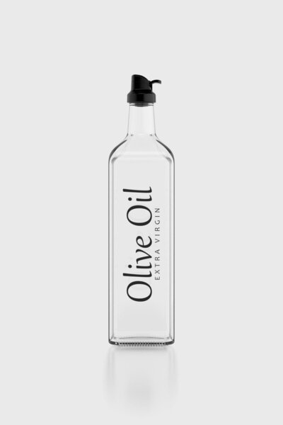 Renga Oslo Letter Patterned 1000 ml Glass Oil Bottle with Black Lid 152064