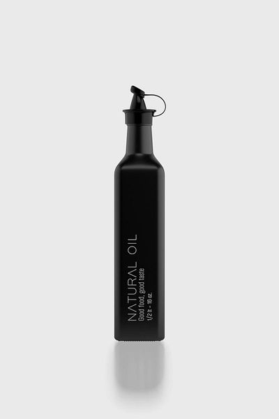 Renga Urla Text Patterned 500 ml Glass Oil Bottle 152073 Matte Black