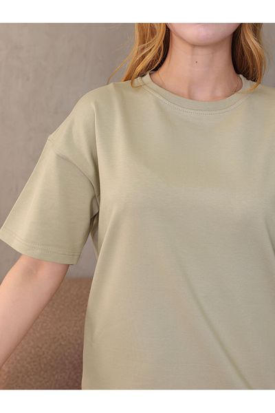 GRODYT Grody.T Women's Oversize Loose Boyfriend T-Shirt Crew Neck, Two-Thread Knitted T-Shirt.