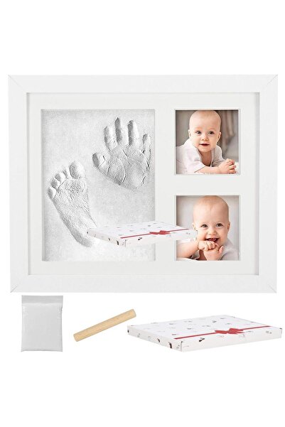 SERSIMO Baby hand or foot print mold kit and photo frame, 23x28cm, with gift box, white frame