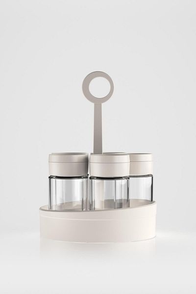 Renga Dorian 105 ml Set of 5 Glass Spice Jars 161006 Beige