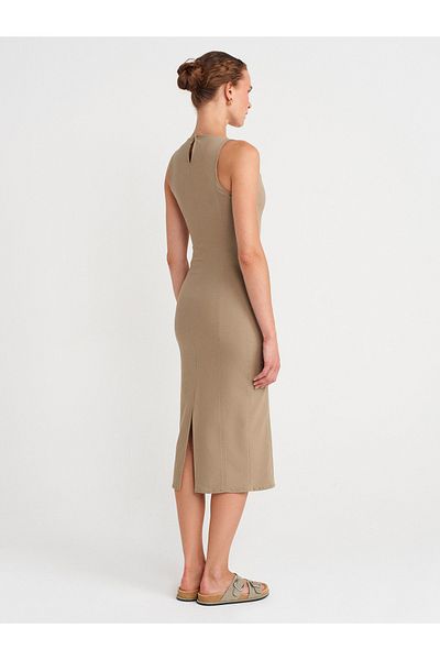 Dilvin 91099 Body Fitting Midi Dress-Çağla