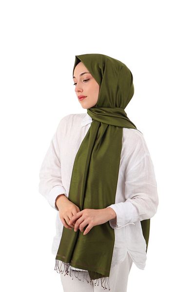 Bursa İpek Khaki Mink Double Sided Silk Shawl