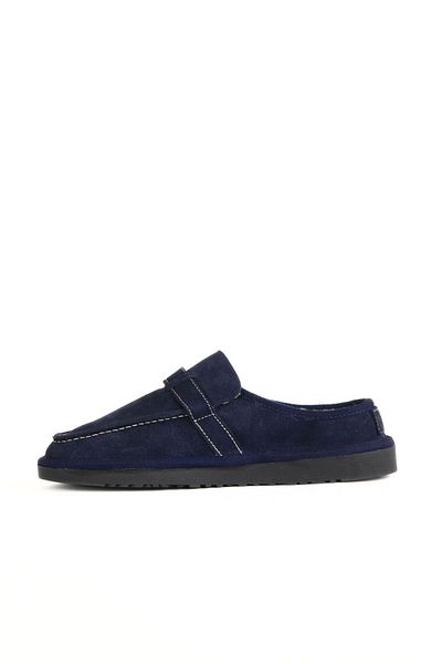 Bueno Shoes Navy Blue Suede Women's Flat Slippers 05Wt104