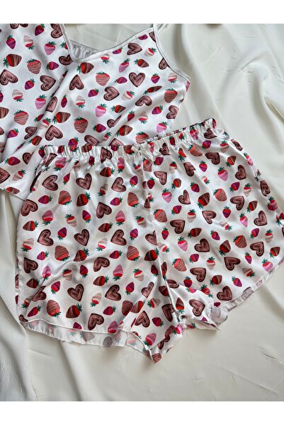 ROZENİN LINGERIE Adjustable Strap Satin Pajama Set