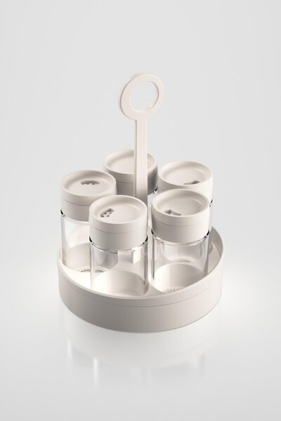 Renga Dorian 105 ml Set of 5 Glass Spice Jars 161006 Beige