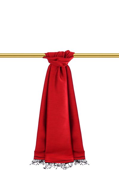 Bursa İpek Red Black Double Sided Silk Shawl