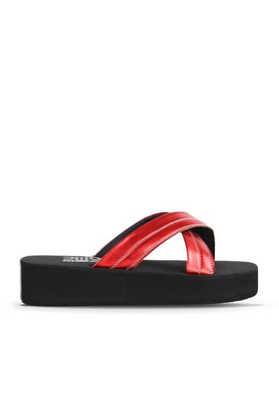 Bueno Shoes Red -Soldier Women's Wedge Heeled Slippers 26Wt230164