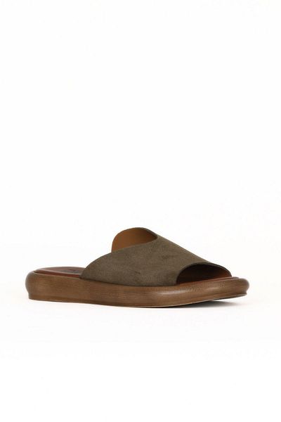 Bueno Shoes Khaki Alf Suede Women's Flat Slippers 01We3104