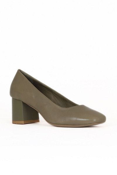 Bueno Shoes Pantofi cu toc de damă din piele kaki 01we5601