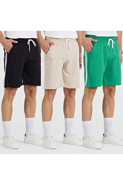 pandy Πολύχρωμο σορτς Unisex 3 τεμαχίων με ρίγες