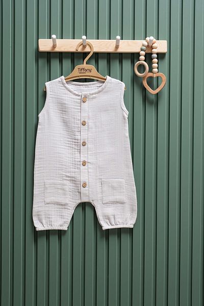 Tiffany Muslin Short Tank Jumpsuit 6 24 Months 100% Cotton Summer Baby Jumpsuit