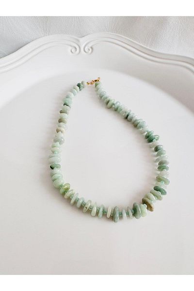 DEVİ fashion Fringed Mix Blue Natural Stone Necklace 45 cm