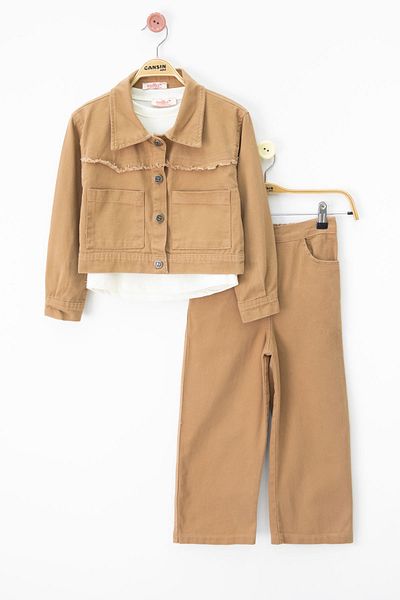 Cansın Mini Set de 3 bucăți pentru fetiță, cu blană de blugi și pantaloni, 20696