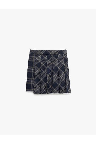 Koton Viscose Blended Plaid Pleated School Skirt