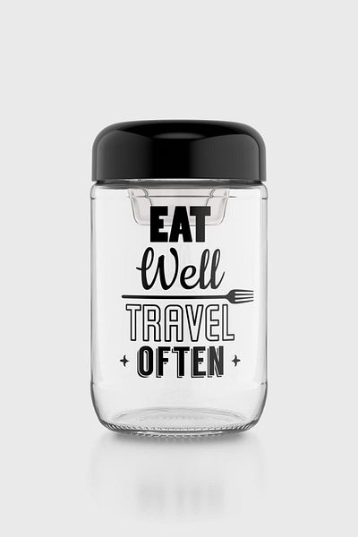 Renga 660 ml Glass Salad Jar with Sauce Container 192011 Black