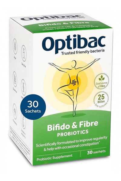 OPTIBAC أكياس بروبيوتيك بيفيدو وألياف 30 كيسًا