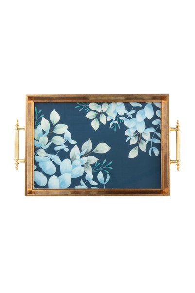 Decorium نيلا صينية تقديم زجاجية مستطيلة الشكل للشاي والقهوة مقاس 31 × 45 سم