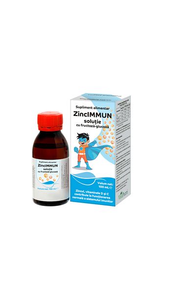 vitapharm ZincIMMUN solutie cu fructoza-glucoza, pentru functionarea normala a sistemului imunitar, 100ml