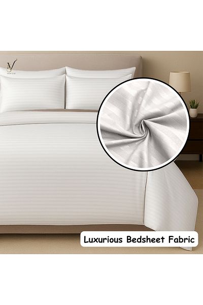View star Viewstar 6 Pcs King Size Bedding Set (White) – 1 Fitted Sheet, 1 Quilt Cover, 4 Pillowcases