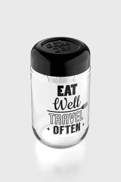 Renga 660 ml Glass Salad Jar with Sauce Container 192011 Black