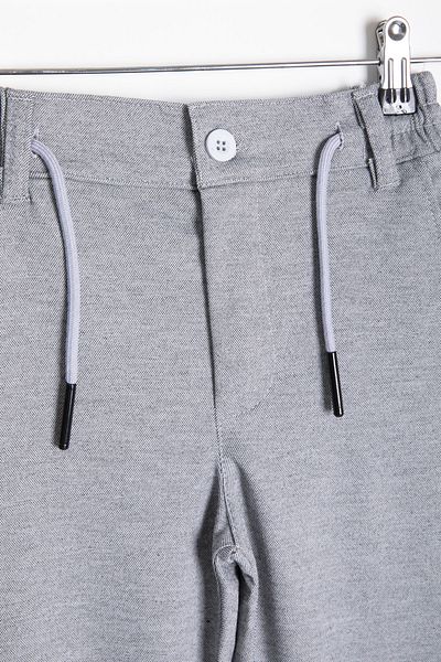 Cansın Mini Gray Waist Lace-Up Double Leg Boys Jogger Fabric Trousers 20746