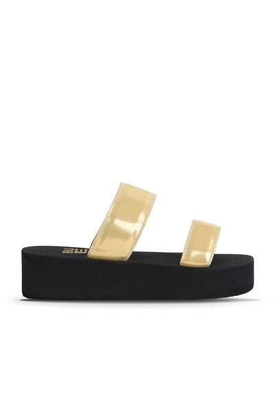 Bueno Shoes Gold Pearlescent-Paris Women's Wedge Heeled Slippers 26Wt752750