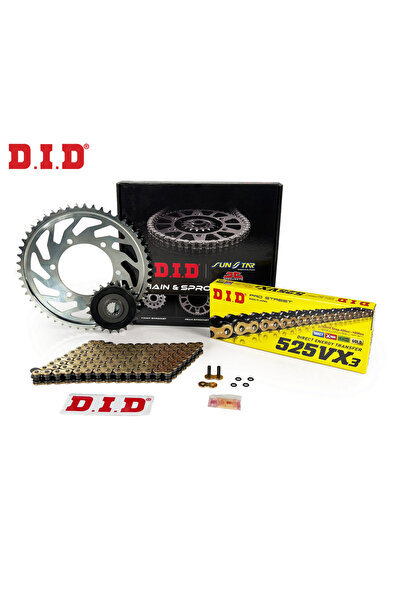 DID SET ZİNCİR DİŞLİ SETİ YAMAHA MT-07 TRACER 700cc ZİNCİR: DID-525VX3 Gold-1...