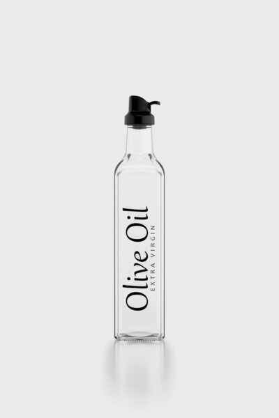 Renga Oslo Text Patterned 500 ml Glass Oil Bottle with Black Lid 152002