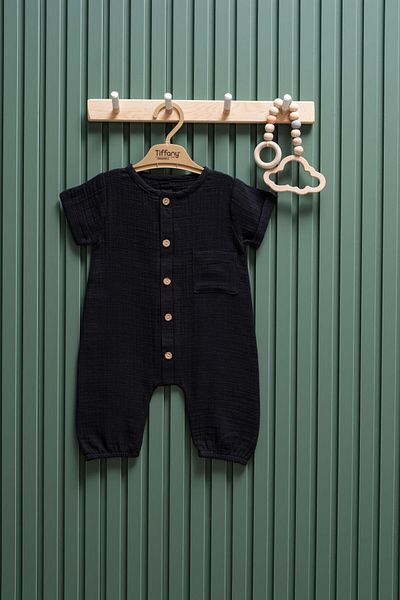 Tiffany Summer Muslin Long Jumpsuit Short Sleeve 6 24 Months 100% Cotton
