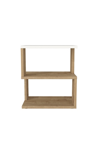UnicUtil Coffee table with three-tier shelves and panel legs, White-Bardolino 46 x 40 x 29 cm