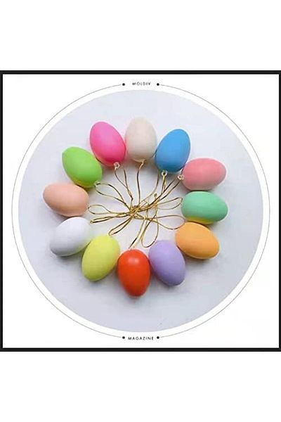 Maduoer Set of 12 Easter eggs, plastic, multicolor, 6 x 4 cm