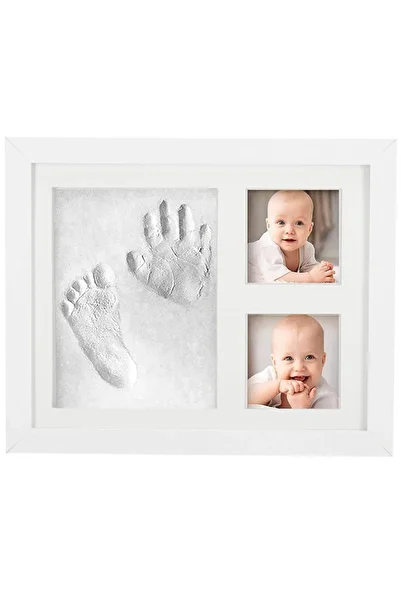 SERSIMO Baby hand or foot print mold kit and photo frame, 23x28cm, with gift box, white frame