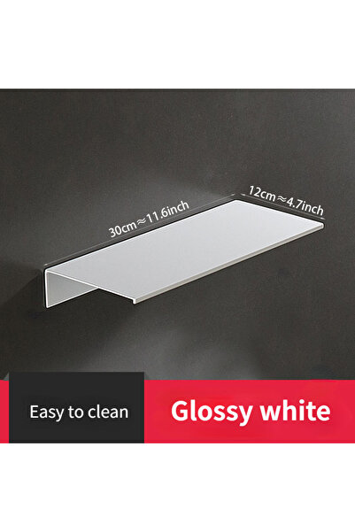 Choice5 Glossy-30cm-5kg Load No Drilling Storage Rack Wall Shower Wall Shelf Kitchen White Finish for Modern