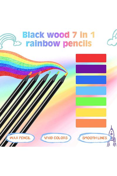 Lumely 7 in 1 Rainbow Pencils Bulk,Easter Basket Stuffers for Kids,Drawing Coloring,Favor Bag(30 Pcs)