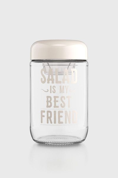 Renga 660 ml Glass Salad Jar with Sauce Container 192011 Beige