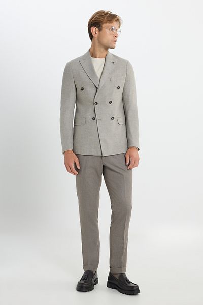 ALTINYILDIZ CLASSICS Men's Mink Wool Slim Fit Slim Fit Swallow Collar Cover Pocket Blazer Jacket