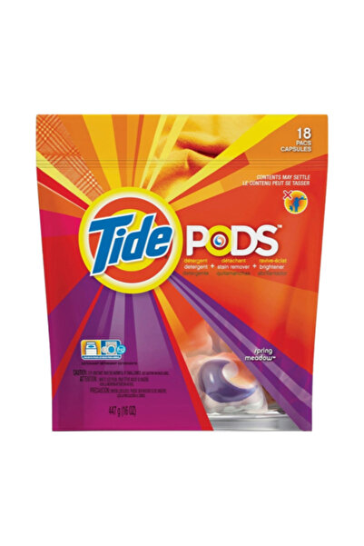 Tide كبسولات منظف الغسيل برائحة المروج الربيعية، 18 كبسولة، 447 جم