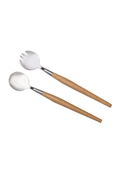 Generic مجموعة أدوات تقديم السلطة، شوك سلطة من الفولاذ المقاوم للصدأ، ملعقة س...