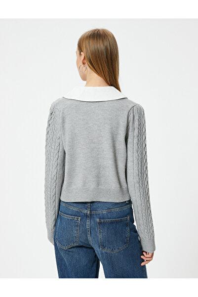 Koton Gray Women's Knitted Cardigan