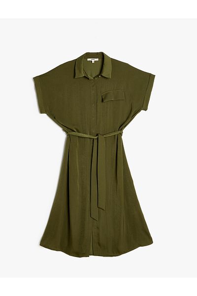 Koton Khaki Women's Midi Shirt Dress