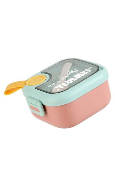 FEN Caserola pentru copii, lunch box, 750 ml, doua boluri, lingura, foarfeca din plastic