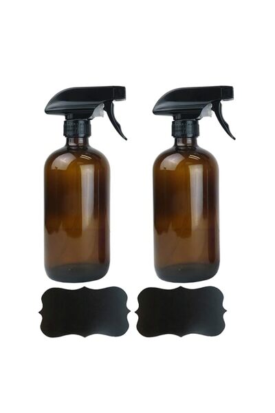 Generic DII Chalkboard Label Refillable Glass Spray Bottle Set, 16 oz, Amber S/2