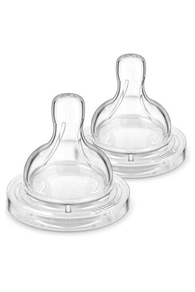 Philips Avent Set 2 tetine Philips Avent Anti-colici SCY 762/02, +1 luna, Debit 2 (Transparent)
