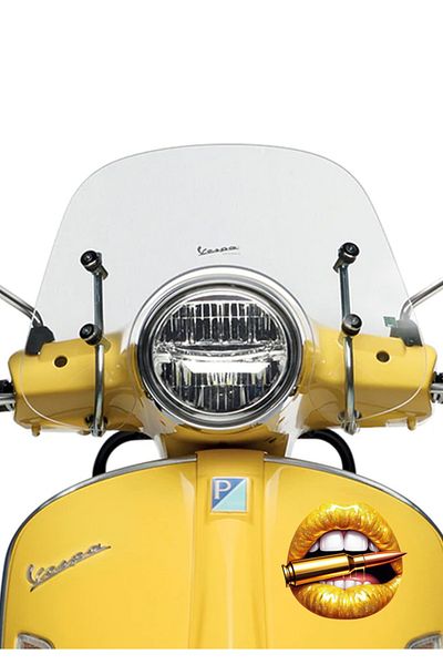 MegaSticker Gold Yellow Lip Sticker Car, Motorcycle, Helmet, Laptop, Glass Sticker 14X13 cm